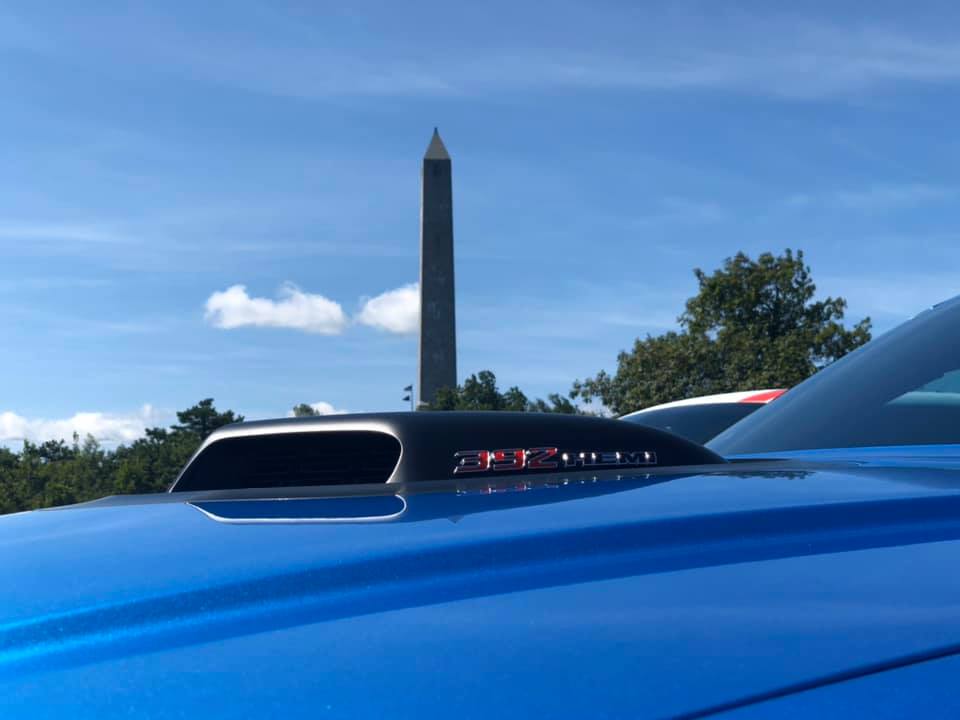 392 HEMI Shaker hood with monument in background